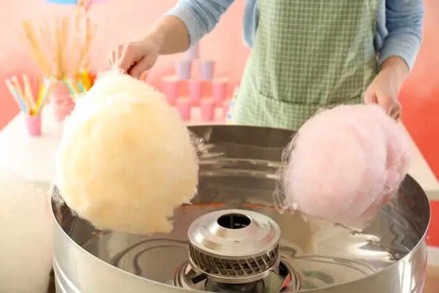 Cotton candy being made