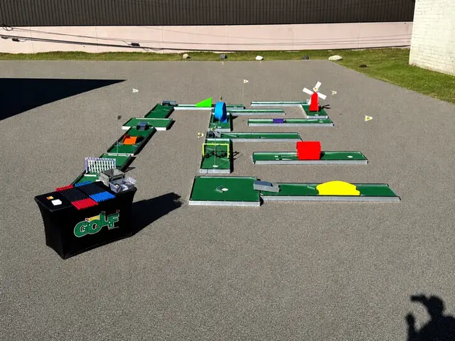 Mobile mini golf course set up outdoors