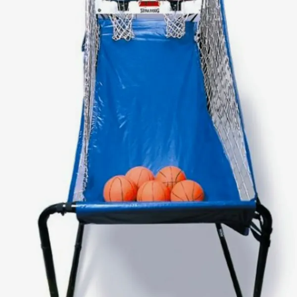 The double shot basketball arcade game with two hoops