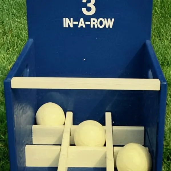 The three-in-a-row ball toss game with wooden slots and balls